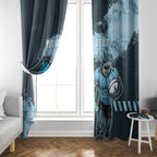 Personalised Cronulla Sutherland Sharks Rugby Window Curtain Sharkies Mascot - Sporty Splash Art Style