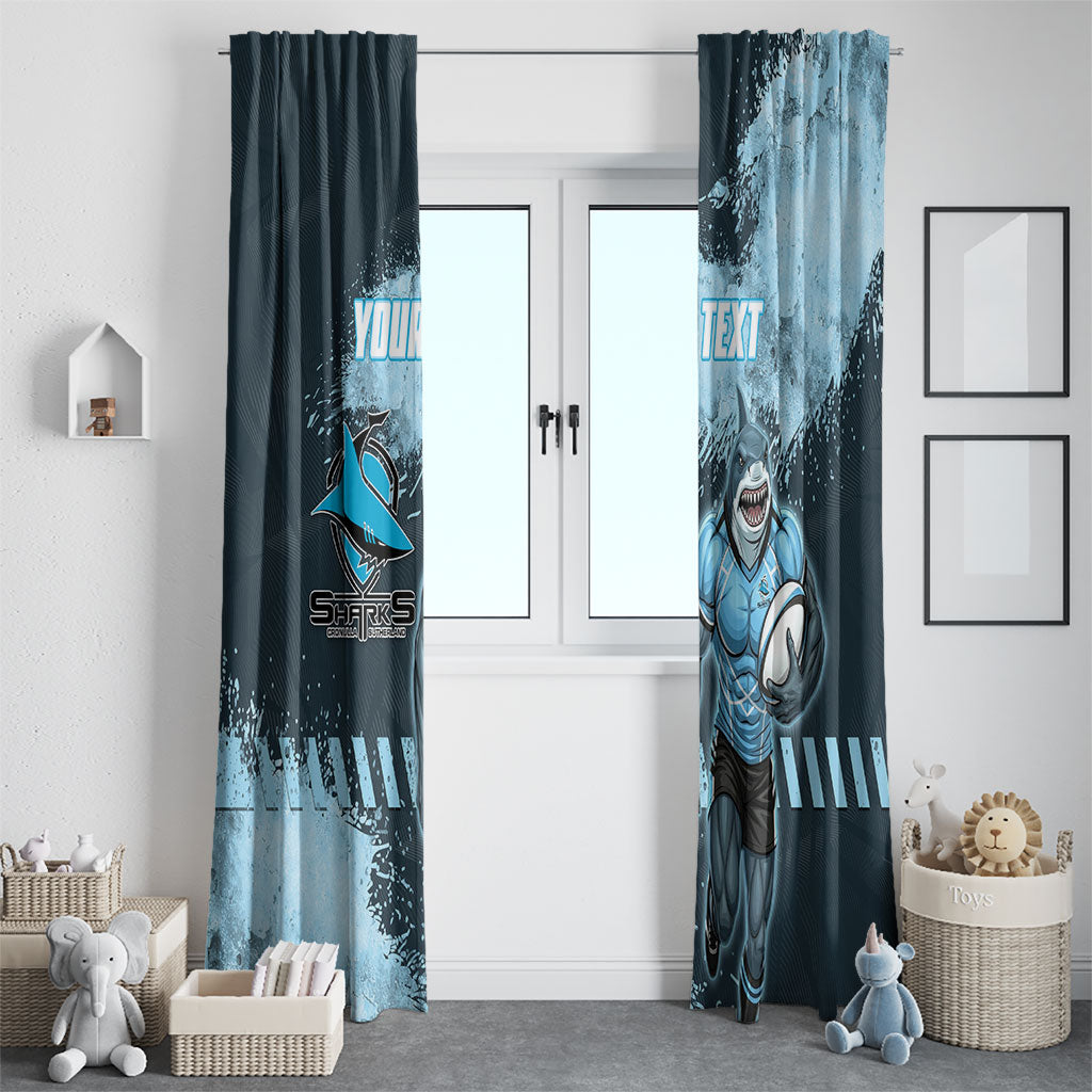 Personalised Cronulla Sutherland Sharks Rugby Window Curtain Sharkies Mascot - Sporty Splash Art Style