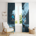 Personalised Cronulla Sutherland Sharks Rugby Window Curtain Sharkies Mascot - Sporty Splash Art Style