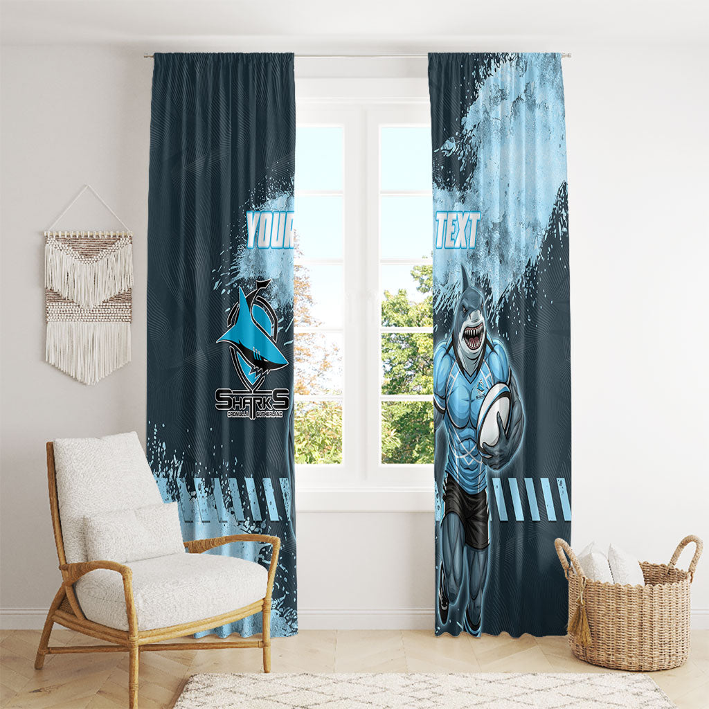 Personalised Cronulla Sutherland Sharks Rugby Window Curtain Sharkies Mascot - Sporty Splash Art Style