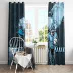 Personalised Cronulla Sutherland Sharks Rugby Window Curtain Sharkies Mascot - Sporty Splash Art Style