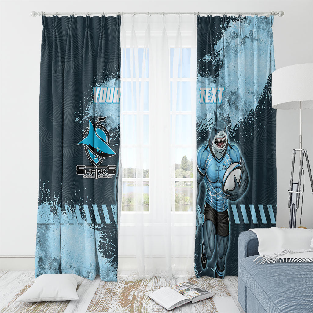 Personalised Cronulla Sutherland Sharks Rugby Window Curtain Sharkies Mascot - Sporty Splash Art Style