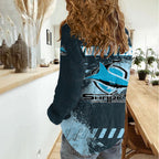 Personalised Cronulla Sutherland Sharks Rugby Women Casual Shirt Sharkies Mascot - Sporty Splash Art Style