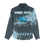 Personalised Cronulla Sutherland Sharks Rugby Women Casual Shirt Sharkies Mascot - Sporty Splash Art Style