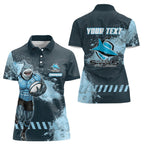 Personalised Cronulla Sutherland Sharks Rugby Women Polo Shirt Sharkies Mascot - Sporty Splash Art Style