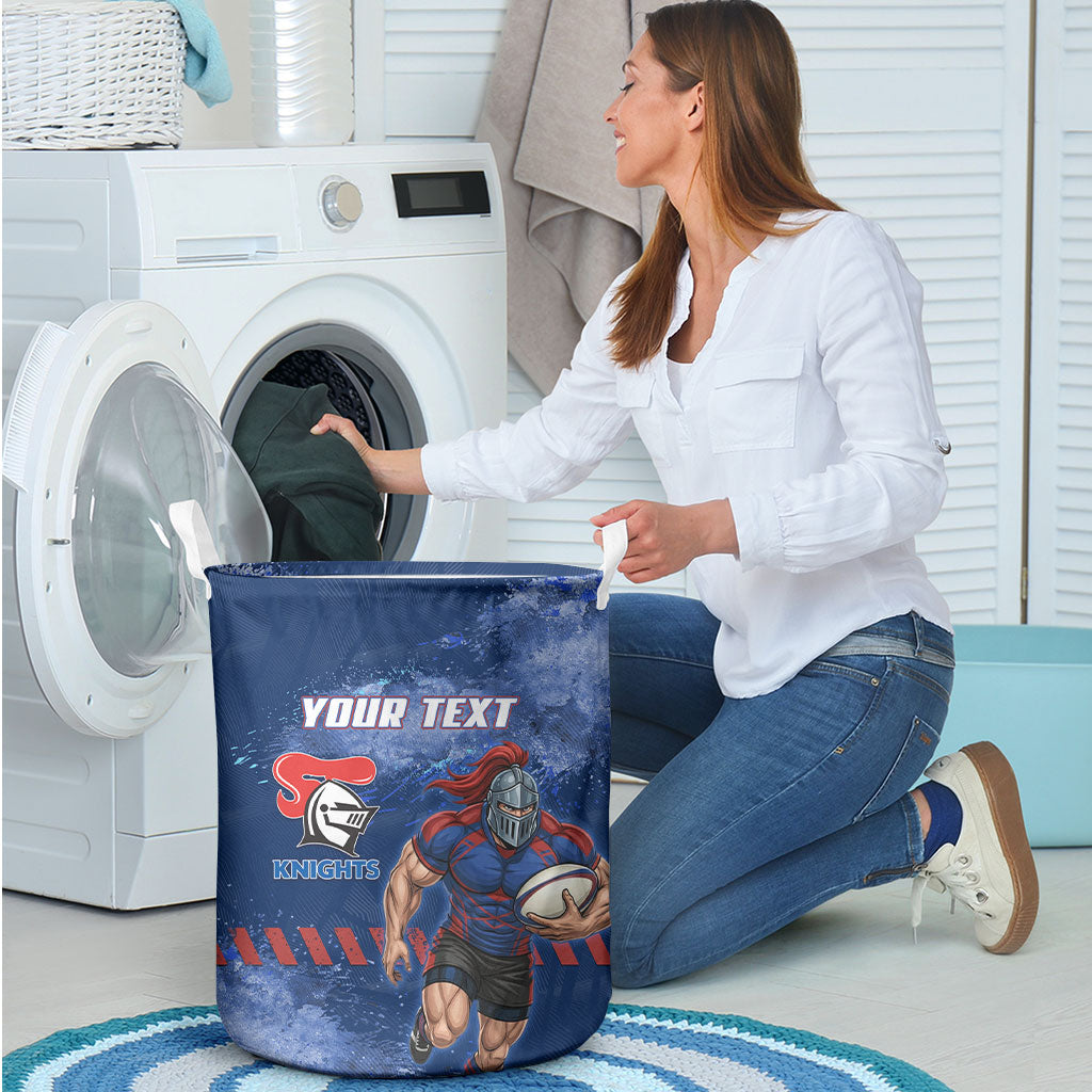 Personalised Newcastle Knights Rugby Laundry Basket Newy Warrior Mascot - Sporty Splash Art Style