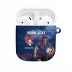 Personalised Newcastle Knights Rugby AirPods Case Newy Warrior Mascot - Sporty Splash Art Style