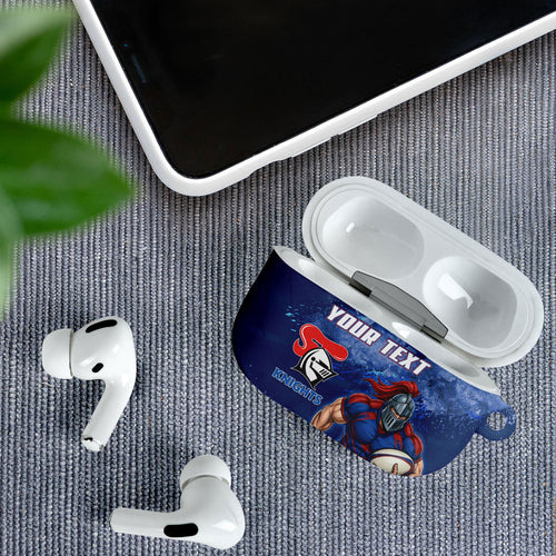 Personalised Newcastle Knights Rugby AirPods Case Newy Warrior Mascot - Sporty Splash Art Style