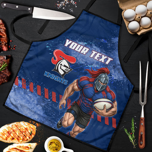 Personalised Newcastle Knights Rugby Apron Newy Warrior Mascot - Sporty Splash Art Style
