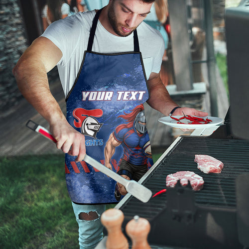 Personalised Newcastle Knights Rugby Apron Newy Warrior Mascot - Sporty Splash Art Style