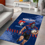 Personalised Newcastle Knights Rugby Area Rug Newy Warrior Mascot - Sporty Splash Art Style