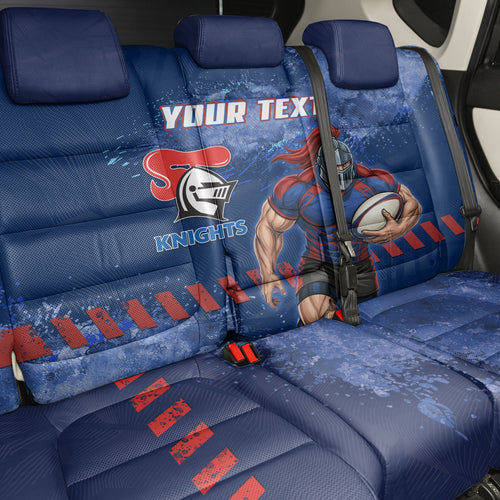 Personalised Newcastle Knights Rugby Back Car Seat Cover Newy Warrior Mascot - Sporty Splash Art Style