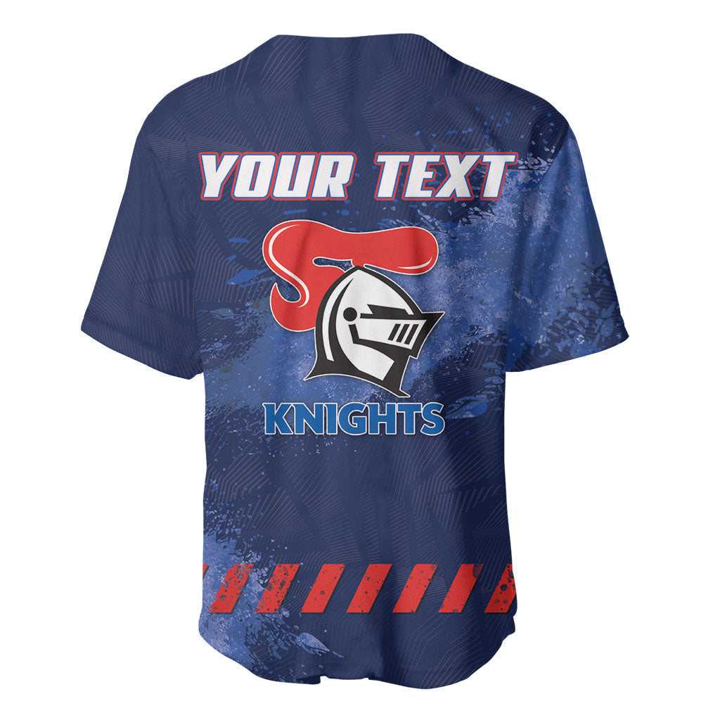 Personalised Newcastle Knights Rugby Baseball Jersey Newy Warrior Mascot - Sporty Splash Art Style