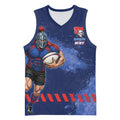 Personalised Newcastle Knights Rugby Basketball Jersey Newy Warrior Mascot - Sporty Splash Art Style
