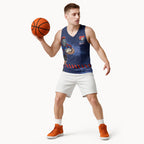 Personalised Newcastle Knights Rugby Basketball Jersey Newy Warrior Mascot - Sporty Splash Art Style