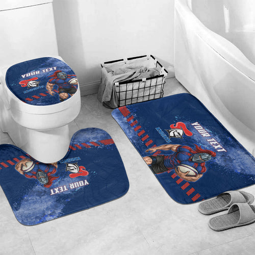 Personalised Newcastle Knights Rugby Bathroom Set Newy Warrior Mascot - Sporty Splash Art Style