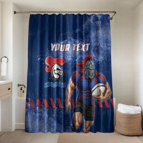 Personalised Newcastle Knights Rugby Bathroom Set Newy Warrior Mascot - Sporty Splash Art Style