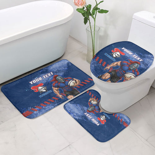 Personalised Newcastle Knights Rugby Bathroom Set Newy Warrior Mascot - Sporty Splash Art Style