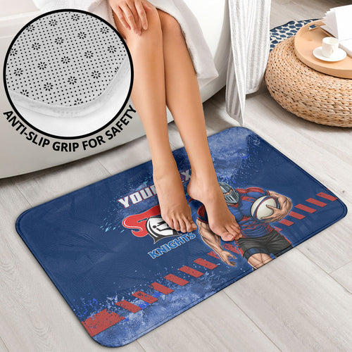 Personalised Newcastle Knights Rugby Bathroom Set Newy Warrior Mascot - Sporty Splash Art Style