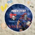 Personalised Newcastle Knights Rugby Beach Blanket Newy Warrior Mascot - Sporty Splash Art Style