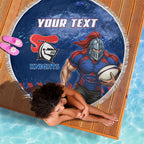 Personalised Newcastle Knights Rugby Beach Blanket Newy Warrior Mascot - Sporty Splash Art Style