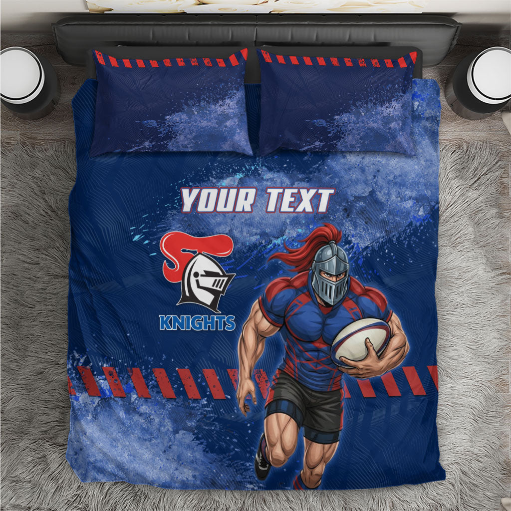 Personalised Newcastle Knights Rugby Bedding Set Newy Warrior Mascot - Sporty Splash Art Style