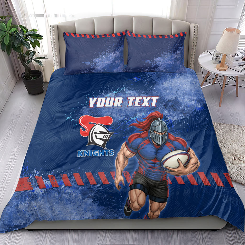 Personalised Newcastle Knights Rugby Bedding Set Newy Warrior Mascot - Sporty Splash Art Style