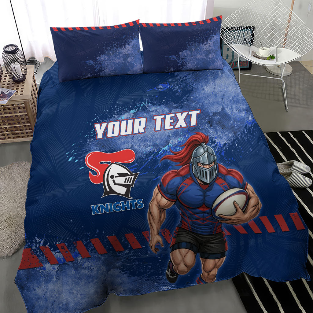 Personalised Newcastle Knights Rugby Bedding Set Newy Warrior Mascot - Sporty Splash Art Style