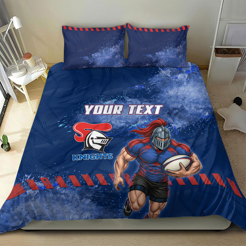 Personalised Newcastle Knights Rugby Bedding Set Newy Warrior Mascot - Sporty Splash Art Style