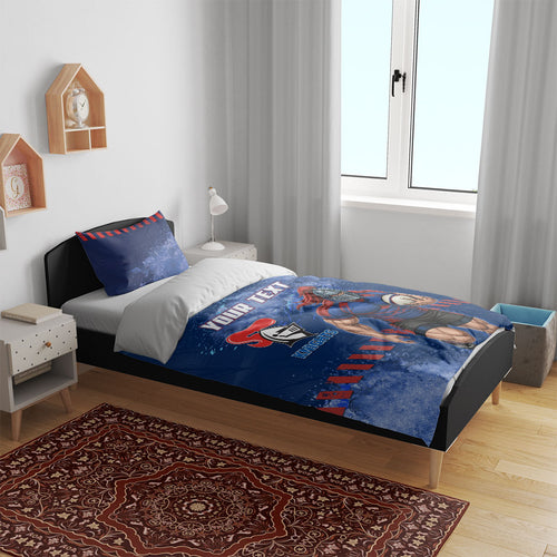 Personalised Newcastle Knights Rugby Bedding Set Newy Warrior Mascot - Sporty Splash Art Style