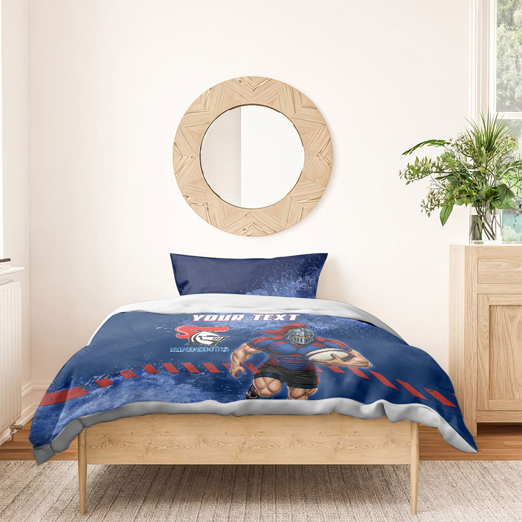 Personalised Newcastle Knights Rugby Bedding Set Newy Warrior Mascot - Sporty Splash Art Style