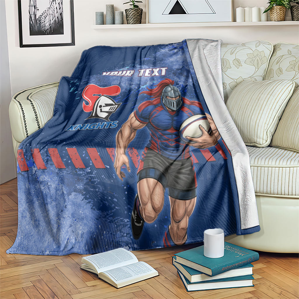 Personalised Newcastle Knights Rugby Blanket Newy Warrior Mascot - Sporty Splash Art Style