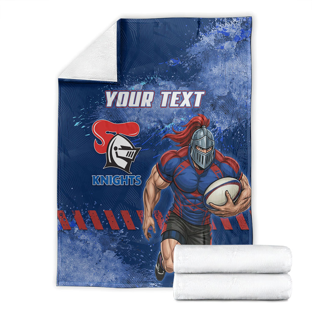 Personalised Newcastle Knights Rugby Blanket Newy Warrior Mascot - Sporty Splash Art Style
