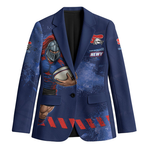 Personalised Newcastle Knights Rugby Blazer Newy Warrior Mascot - Sporty Splash Art Style