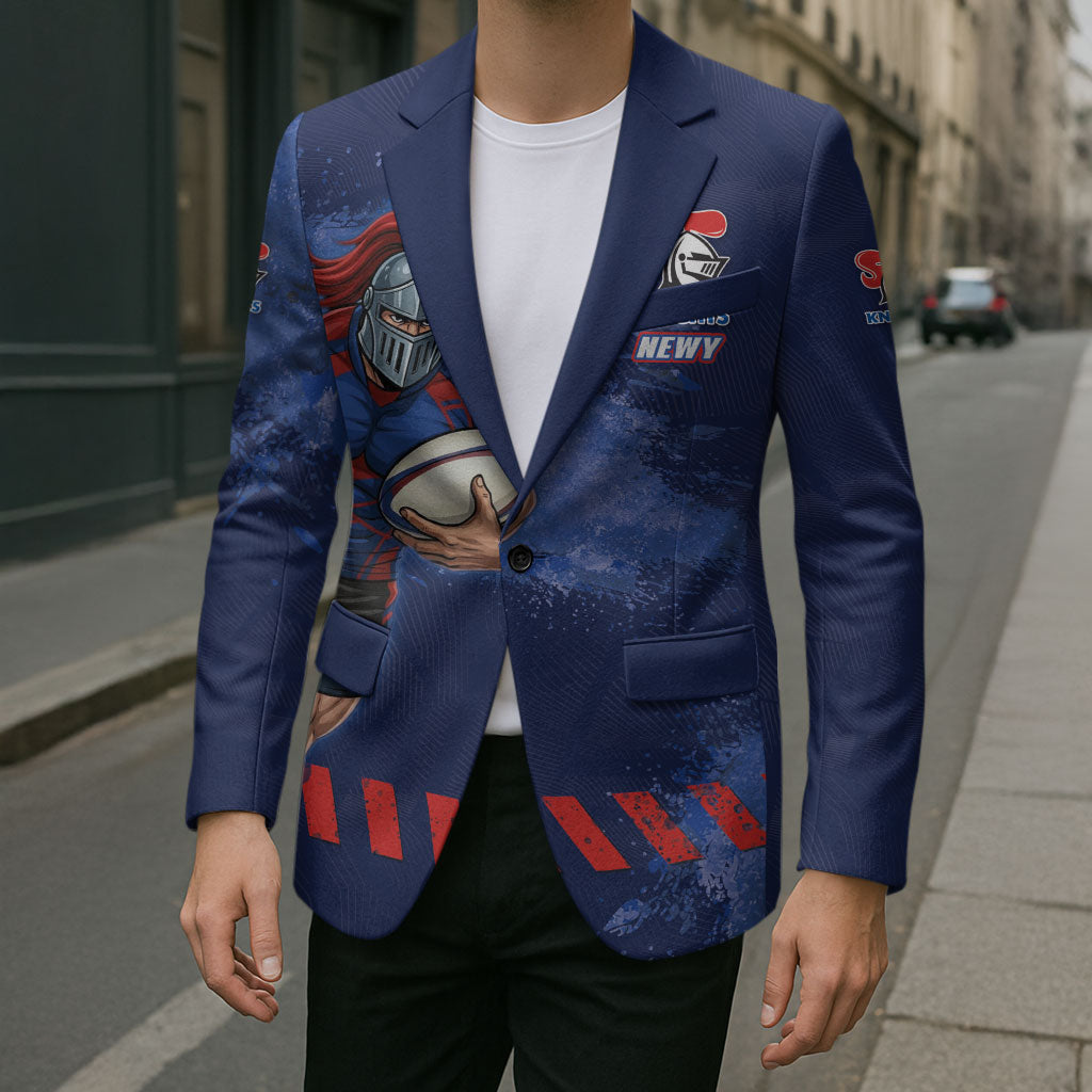Personalised Newcastle Knights Rugby Blazer Newy Warrior Mascot - Sporty Splash Art Style