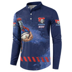 Personalised Newcastle Knights Rugby Button Sweatshirt Newy Warrior Mascot - Sporty Splash Art Style