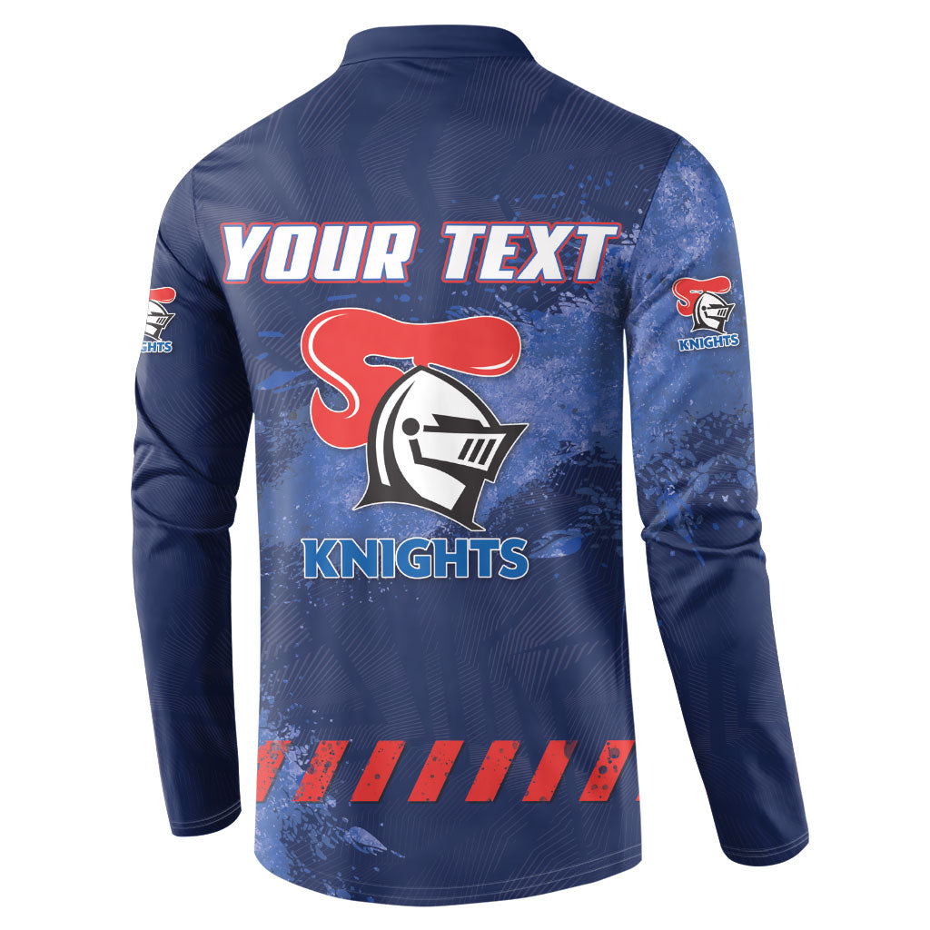 Personalised Newcastle Knights Rugby Button Sweatshirt Newy Warrior Mascot - Sporty Splash Art Style