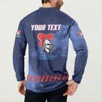 Personalised Newcastle Knights Rugby Button Sweatshirt Newy Warrior Mascot - Sporty Splash Art Style