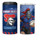 Personalised Newcastle Knights Rugby 4 in 1 Can Cooler Tumbler Newy Warrior Mascot - Sporty Splash Art Style