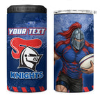 Personalised Newcastle Knights Rugby 4 in 1 Can Cooler Tumbler Newy Warrior Mascot - Sporty Splash Art Style