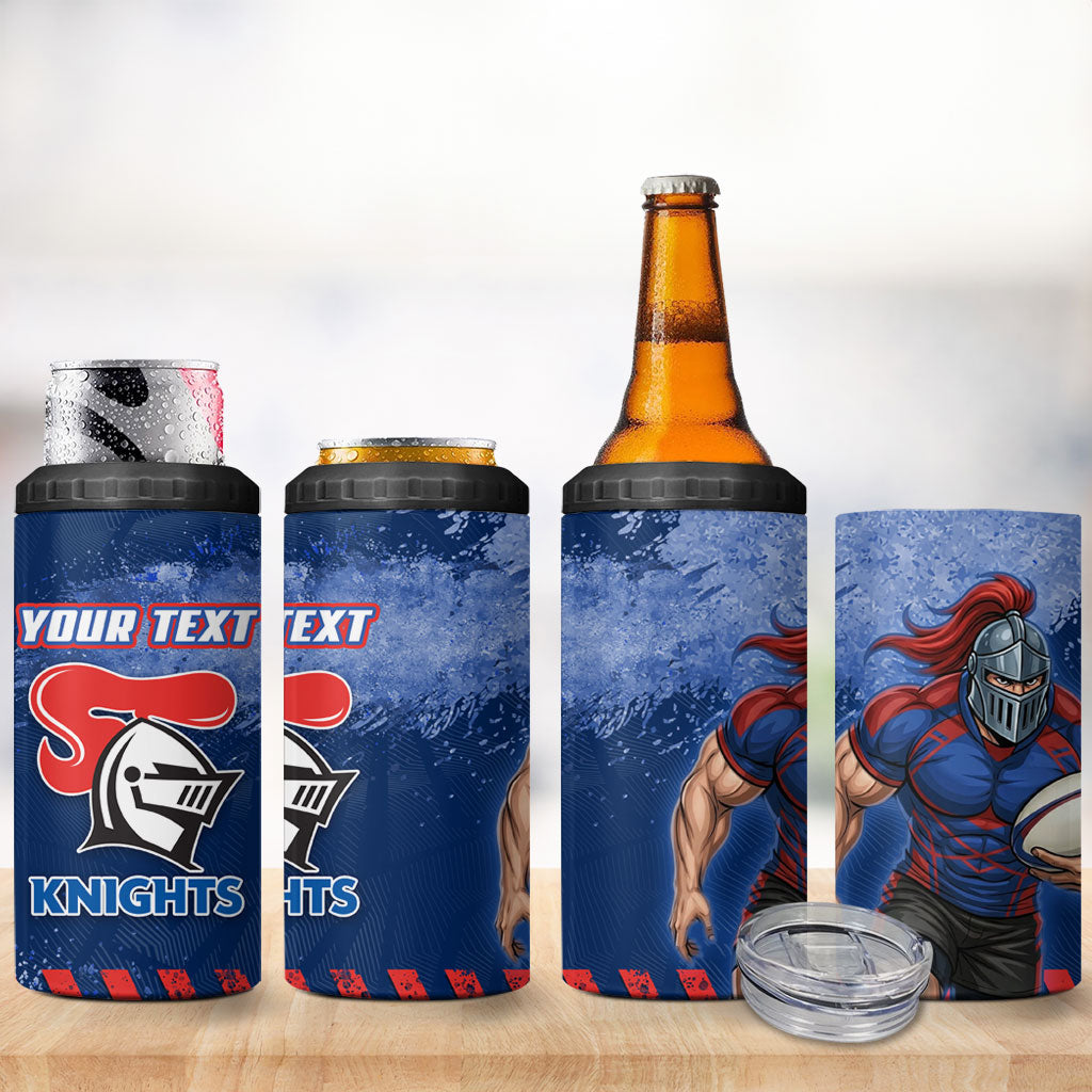 Personalised Newcastle Knights Rugby 4 in 1 Can Cooler Tumbler Newy Warrior Mascot - Sporty Splash Art Style
