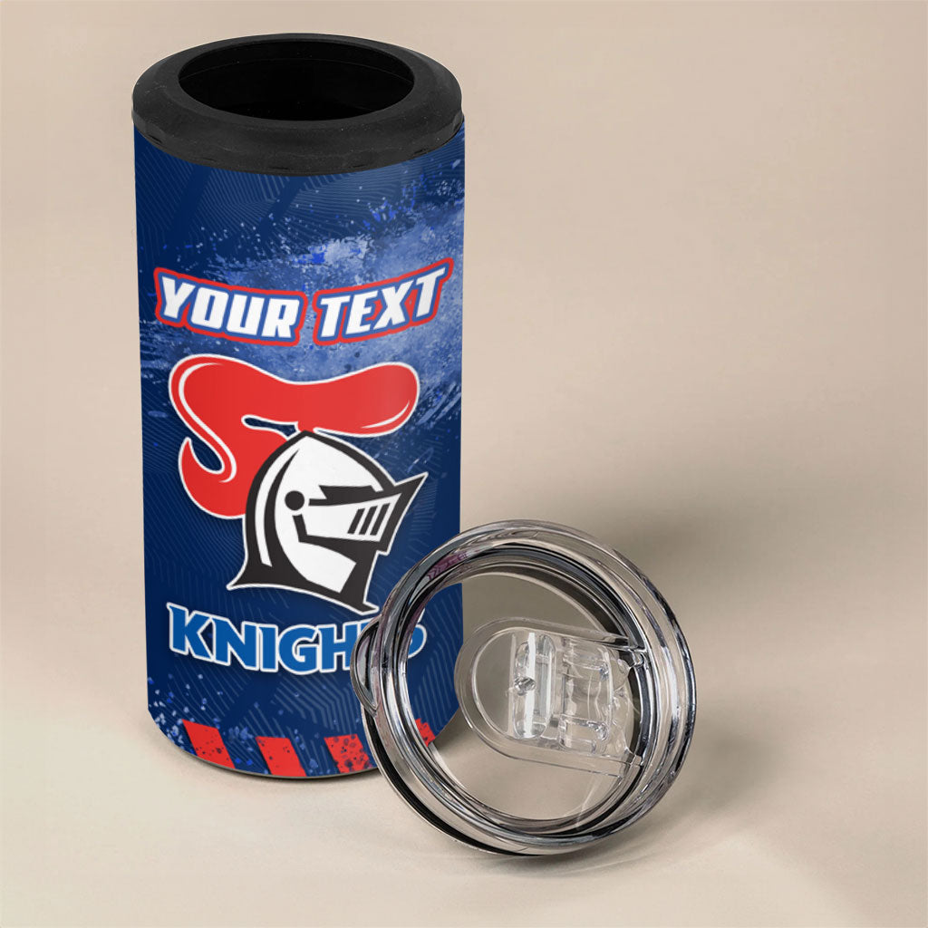 Personalised Newcastle Knights Rugby 4 in 1 Can Cooler Tumbler Newy Warrior Mascot - Sporty Splash Art Style
