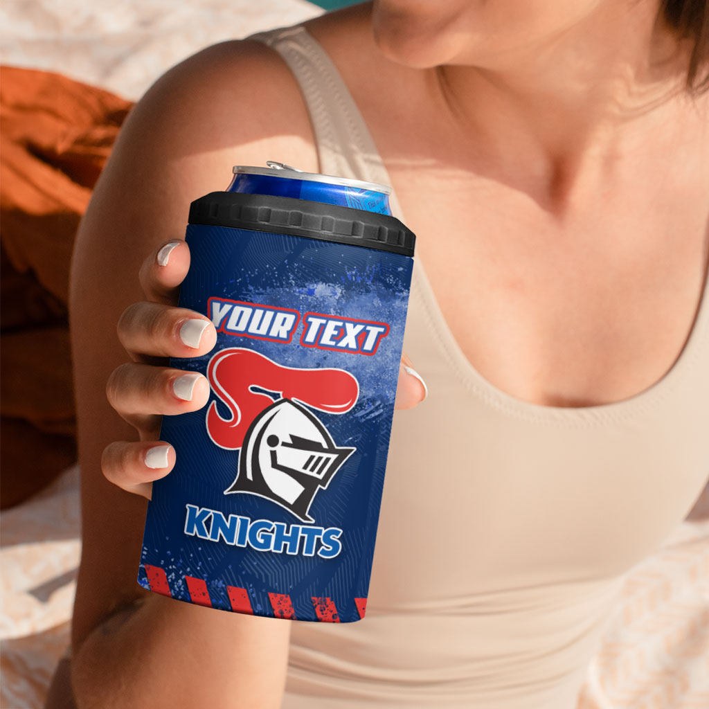 Personalised Newcastle Knights Rugby 4 in 1 Can Cooler Tumbler Newy Warrior Mascot - Sporty Splash Art Style