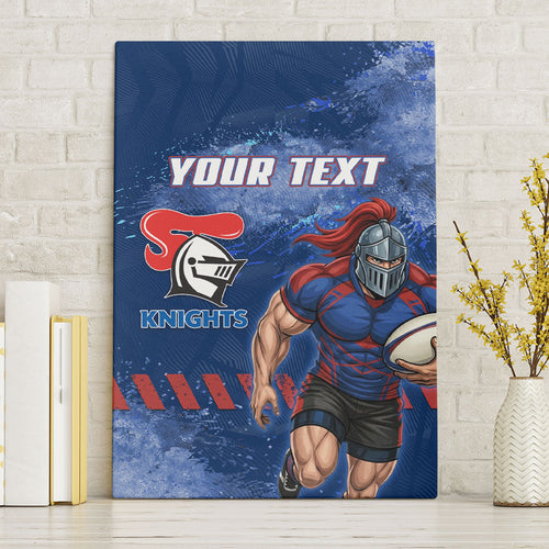 Personalised Newcastle Knights Rugby Canvas Wall Art Newy Warrior Mascot - Sporty Splash Art Style
