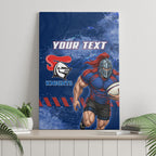 Personalised Newcastle Knights Rugby Canvas Wall Art Newy Warrior Mascot - Sporty Splash Art Style