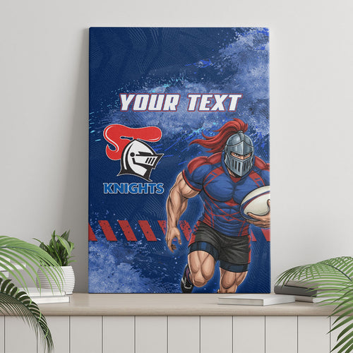 Personalised Newcastle Knights Rugby Canvas Wall Art Newy Warrior Mascot - Sporty Splash Art Style