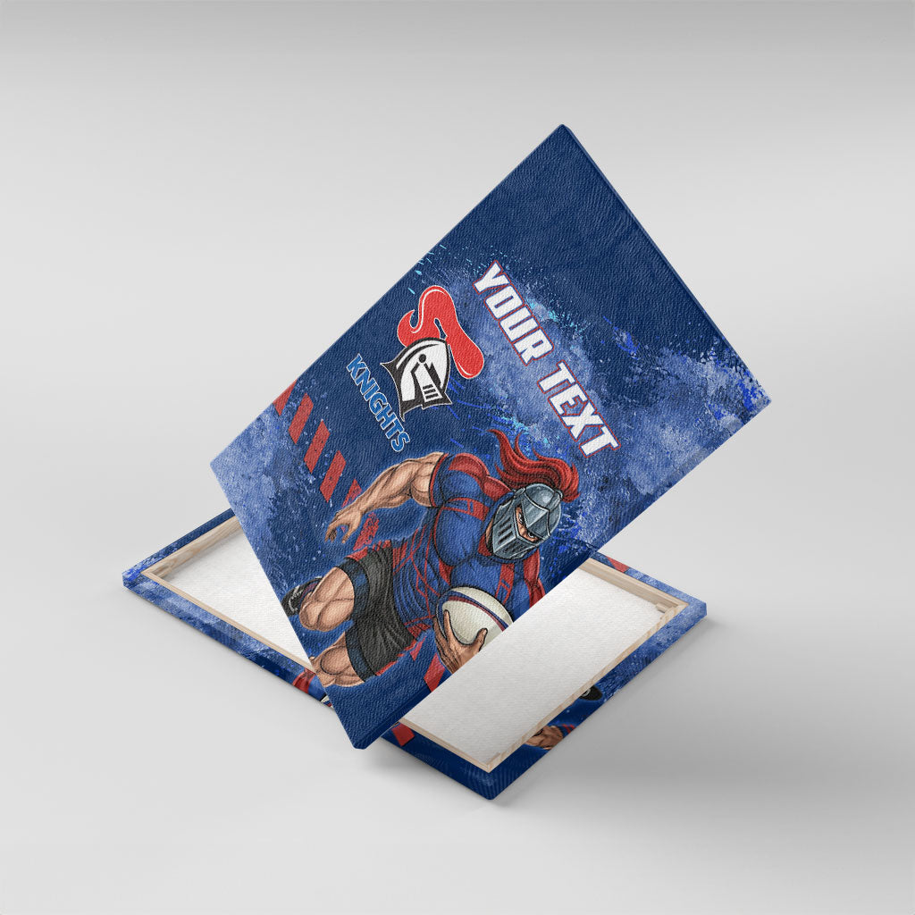 Personalised Newcastle Knights Rugby Canvas Wall Art Newy Warrior Mascot - Sporty Splash Art Style