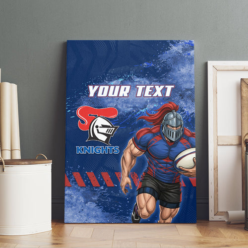 Personalised Newcastle Knights Rugby Canvas Wall Art Newy Warrior Mascot - Sporty Splash Art Style