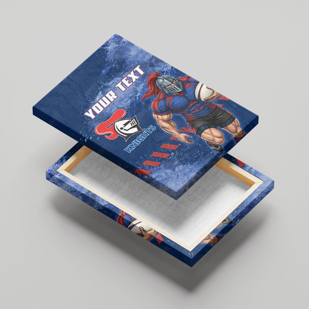 Personalised Newcastle Knights Rugby Canvas Wall Art Newy Warrior Mascot - Sporty Splash Art Style