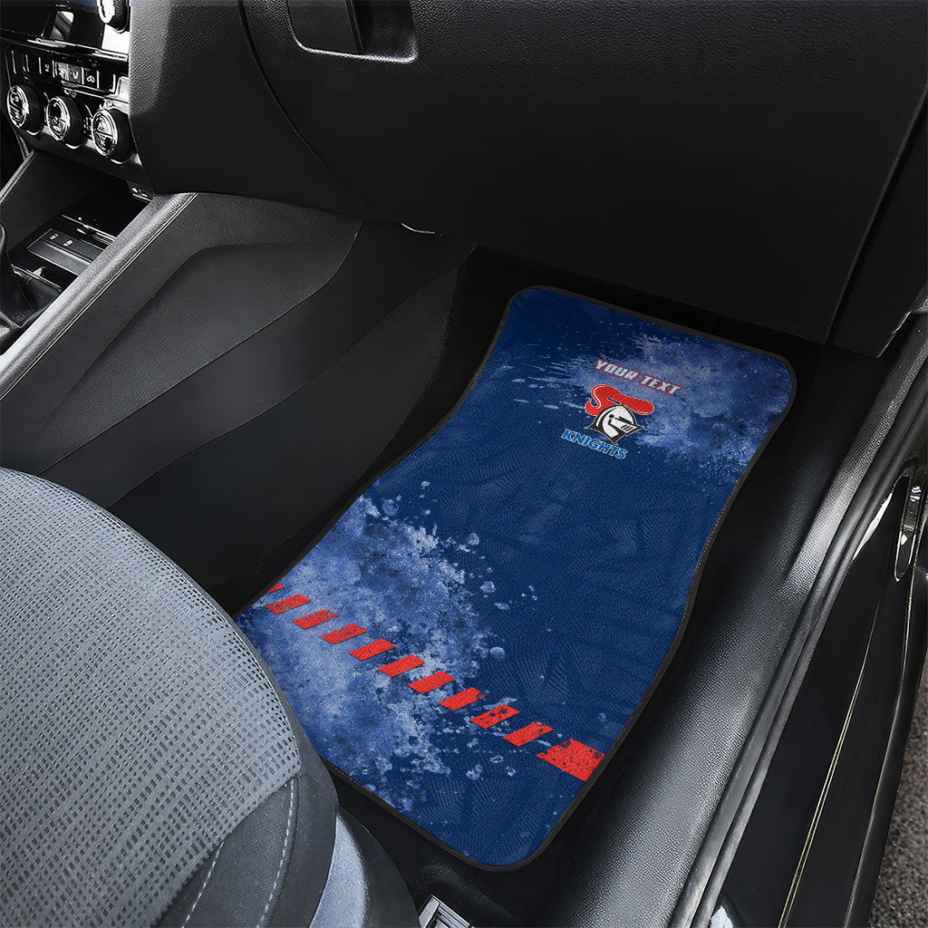 Personalised Newcastle Knights Rugby Car Mats Newy Warrior Mascot - Sporty Splash Art Style